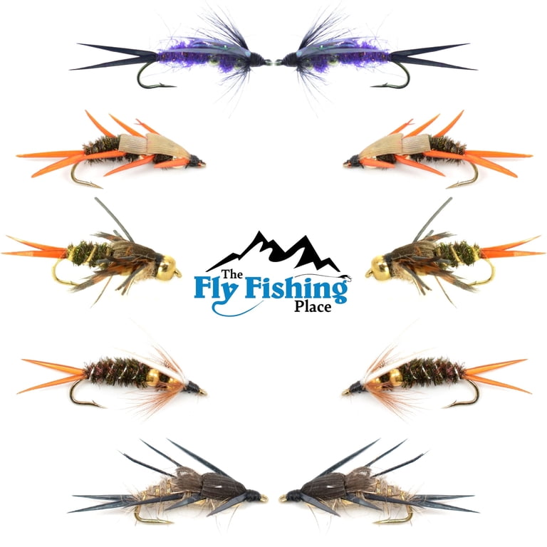 Tungsten Bead Nymph Flies - Flashback Pheasant Tail Trout Flies (Size 14, 12 Pack)
