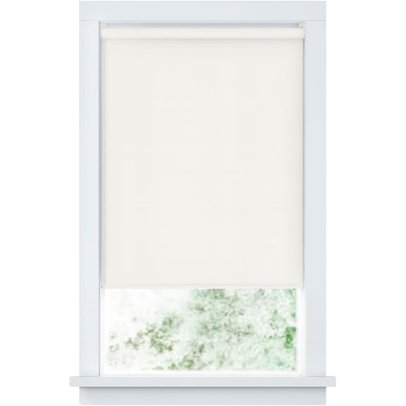 Basics Cordless Fabric Roller Shade, Easy to Install Blackout Shades for Windows, Neutral White, Fits up to 27 Width and 72 Length, Home Solution for Any Space or Room Decor