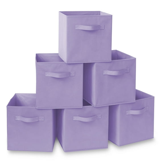 Basics Cube Organizer Storage Bins Handles, Collapsible Fabric, Cubeicals Fabric Drawer,Pack of 6
