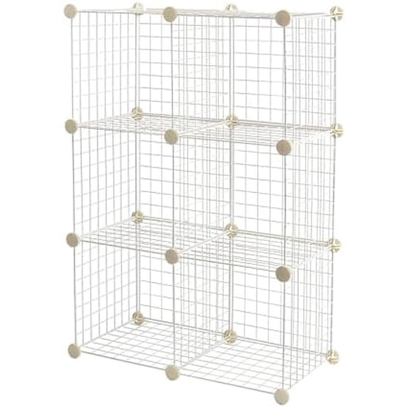 Basics Cube Wire Grid, 6-Cube, 12 x 12-Inches, White | Stackable, Storage Shelves