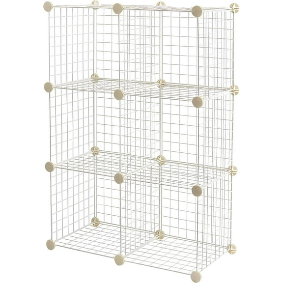 Basics Cube Wire Grid, 6-Cube, 12 x 12-Inches, White | Stackable