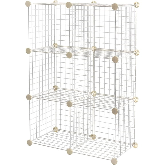 Basics Cube Wire Grid, 6-Cube, 12 x 12-Inches, White White
