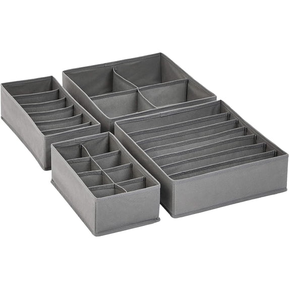 Basics Dresser Drawer Storage Organizer for Undergarments Gray | Set of 4