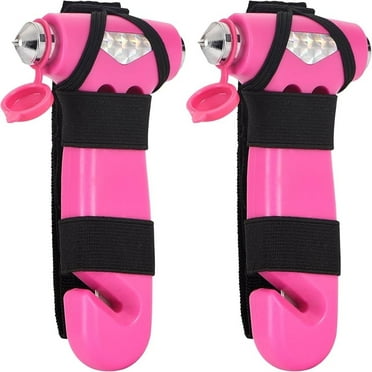 Basics Emergency Seat Belt Cutter and Window Hammer Tool,3-in-1 Emergency Escape Tool with One Second Window Breaker and Seat Belt Cutter, Car Accessories, Automotive essential,2 Pack, Pink