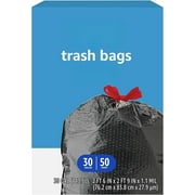 Basics Flextra Multipurpose Drawstring Trash Bags, 30 Gallon, 50 Count