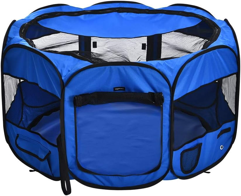 Image showcasing Basics - Foldable Octagonal Indoor/Outdoor Portable Soft Dog Pen/Puppy ...