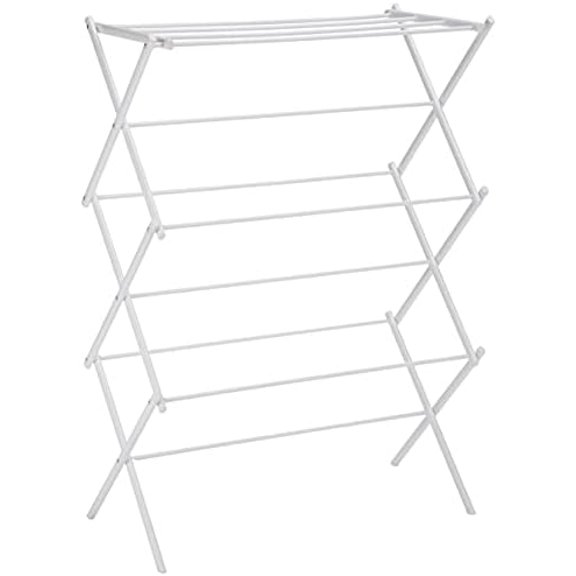 Basics Foldable Portable Clothes Drying Rack for Indoor Air Drying, Collapsible Design, 14.5" D x 29.5" W x 41.8" H, White