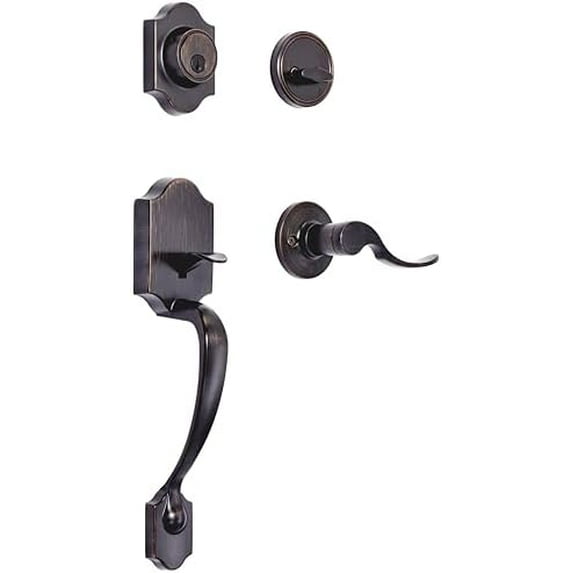 Basics Front Door Lock Set, Handleset with Shelby Lever, Single ...