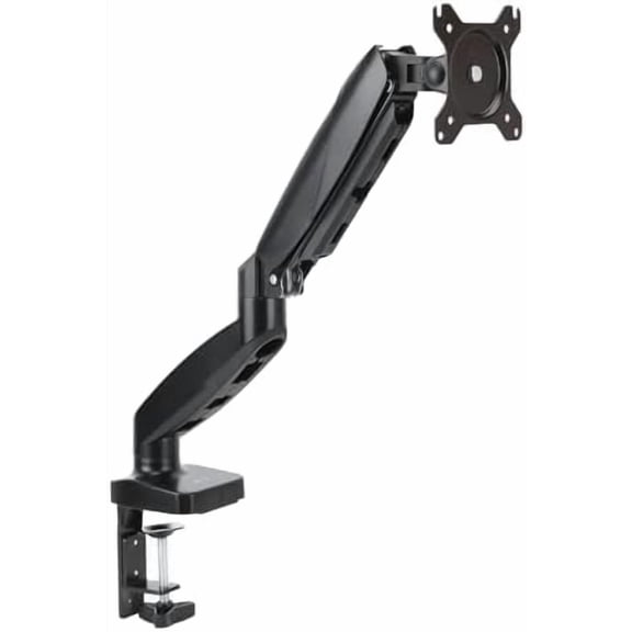 Basics Gas Spring Single Computer Monitor Arm Desk Mount, Adjustable, Holds up to 27" Monitors, Black