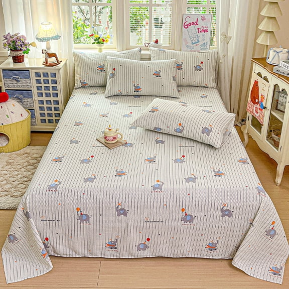 Basics Lightweight Super Soft Easy Care Wrinkle-Free Breathable Brushed Microfiber Bed Sheet, 94.4" x 78.7", Thick Breathable Non Slip Printed Sheet Colorfast After Washes for Dorm Home Use