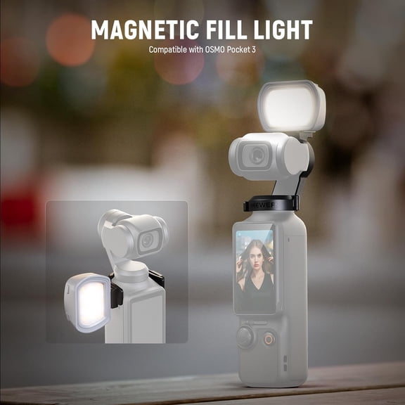 Basics Magnetic Auxiliary Light Compatible with DJI OSMO Pocket 3 Gimbal Cam Creator Combo, 1.3W USB C Rechargeable Plastic Mini LED Fill Light Attachment for Selfie Vlog Video Recording, M21
