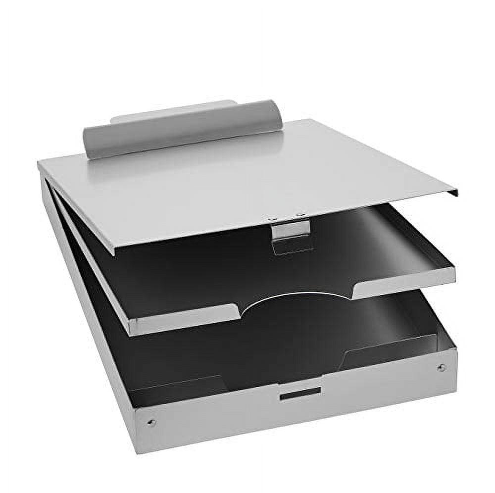 Basics Metal Clipboard with Paper Storage, Aluminum ThreeTier