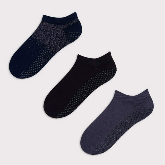 Basics Midnight Grip Sock Pack - 3 Pack Women's SHASHI Grip Socks Small / Medium for Pilates, Barre, Yoga