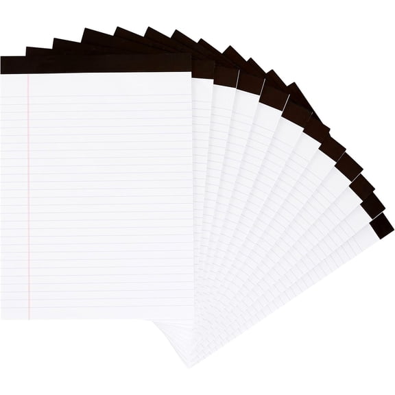 Basics Narrow Ruled 5-Inch by 8-Inch Lined Writing Note Pads, 6 Count (50 Sheet Pads), Multicolor