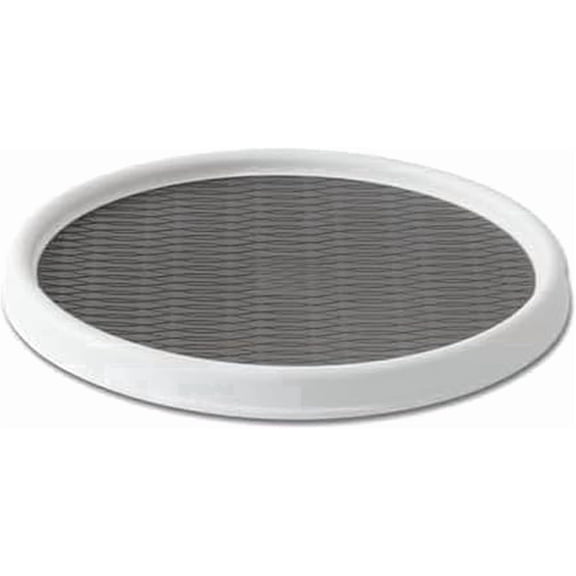 PLERISE Non-Skid Lazy Susan Turntable - 12 inch, White and Gray