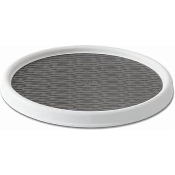 Basics Non-Skid Pantry Cabinet Lazy Susan Turntable, 12-Inch, White/Gray, 1 Count (Pack of 1)