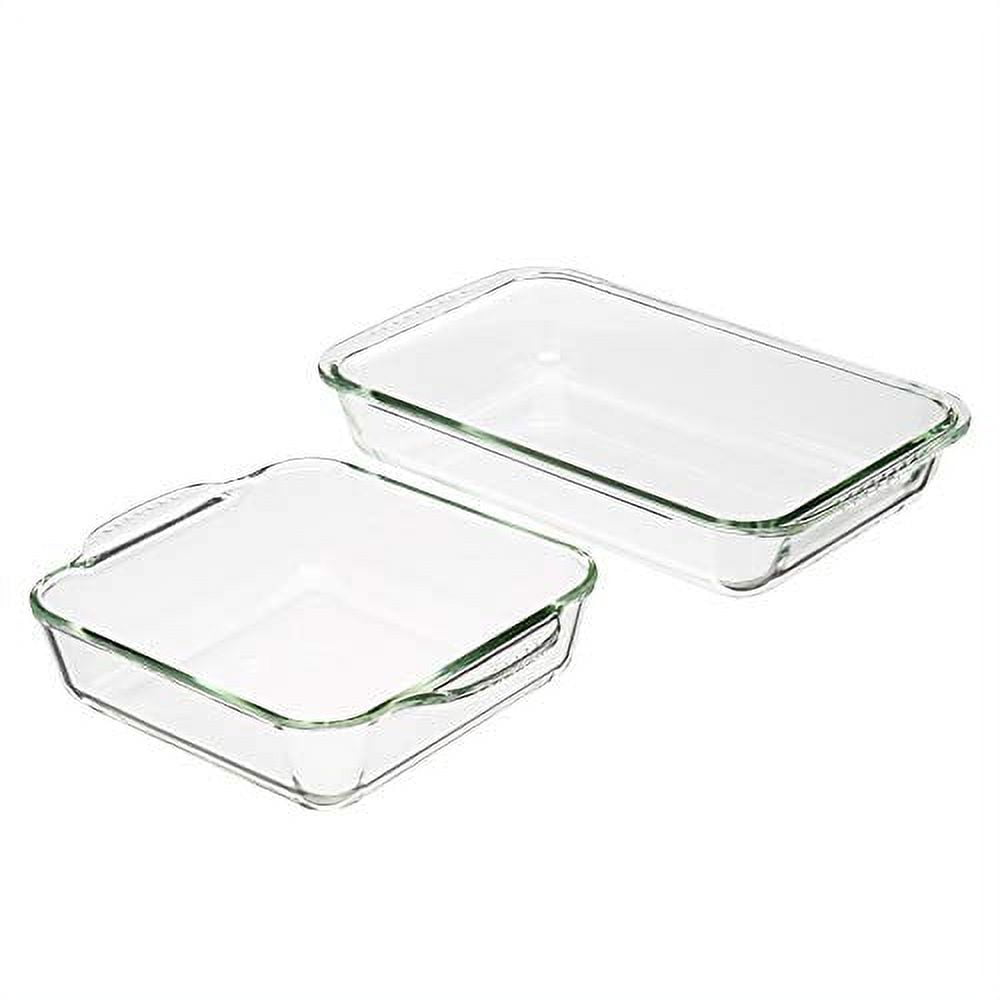 Basics Oven Safe Glass Baking Dish Set, Set of 2, Rectangular 3L and