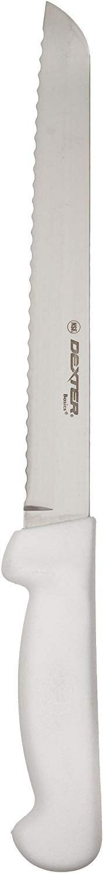 Basics P94803 8" White Scalloped Bread Knife with Polypropylene Handle