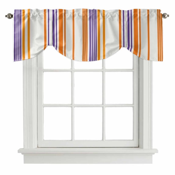 Basics Patterned Tie Up Valances Curtain, Watercolor Rectangle Colorful ...