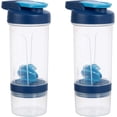 thumbnail image 1 of Basics Protein Shaker Bottle with Mixer Ball, Dishwasher Safe, 20 oz, Gray, 2-Pack : Health & Household, 1 of 10