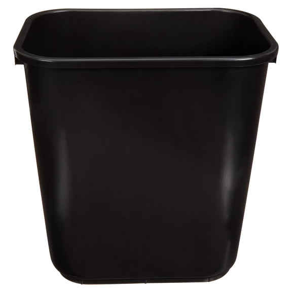 Basics Rectangular Commercial Office Wastebasket, Easy to Clean, Space-Saving, 10 Gallon, Black
