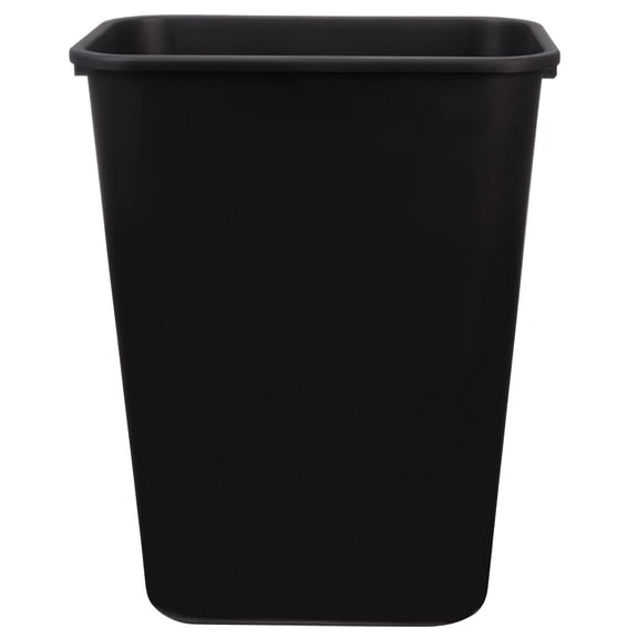 Basics Rectangular Commercial Office Wastebasket, Easy to Clean, Space-Saving, 10 Gallon, Black