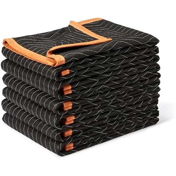 Basics Reinforced Tear-Resistant Moving Blankets, 72" x 80", Black, 6-Pack