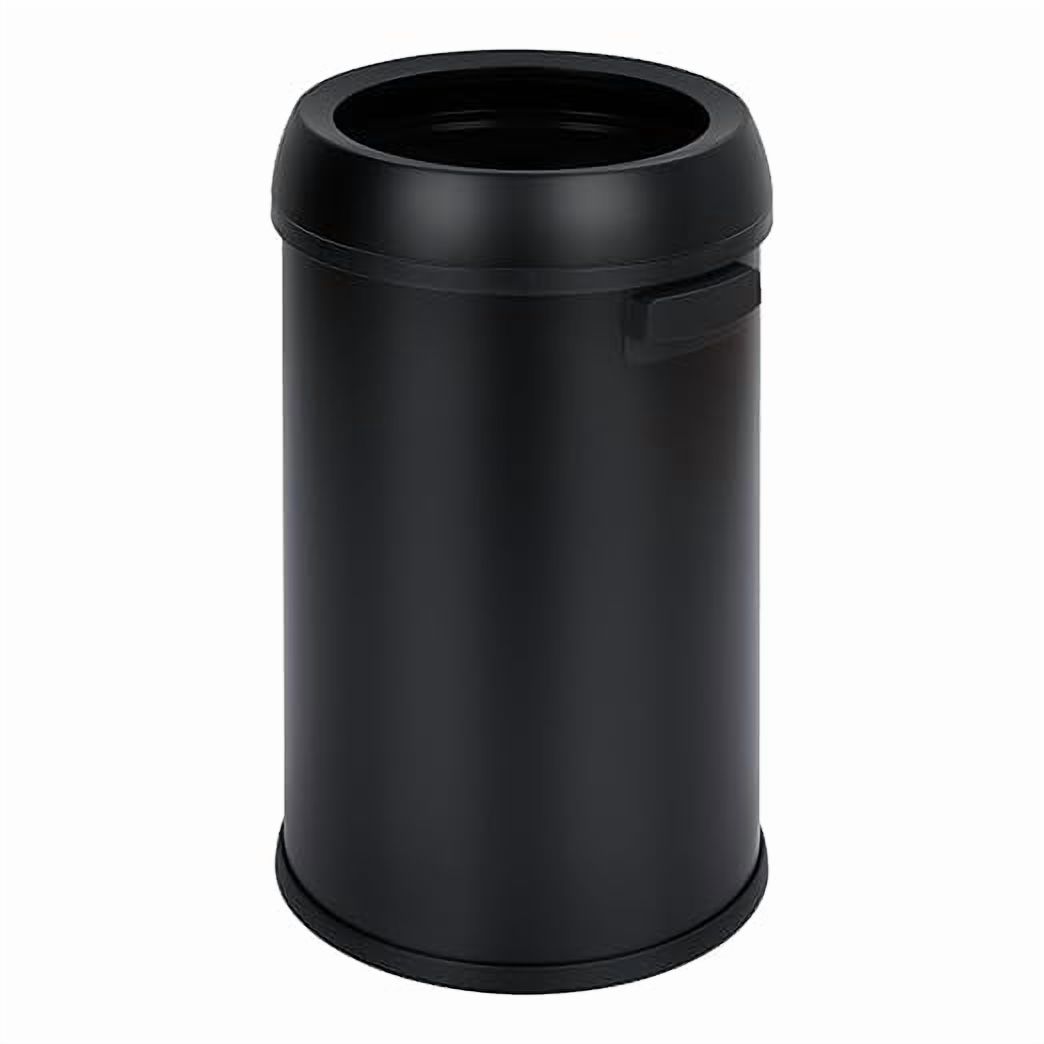 Basics Round Stainless Steel Trash Can with Open Swing lid, Large Kitchen Round Can - 65 Litre/ 17.2 Gallon, Silver, Black,White
