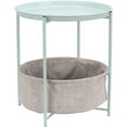 thumbnail image 1 of Basics Round Storage End Table, Side Table with Cloth Basket, Mint Green/Heather Gray, 18 in x 18 in x 19 in, 1 of 7