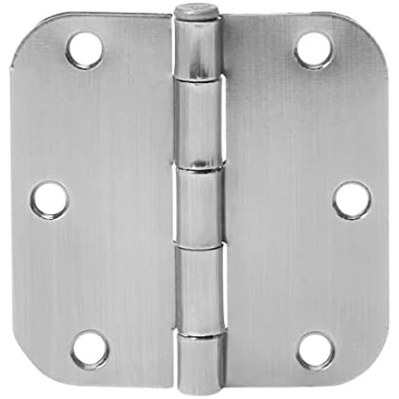 Basics Rounded Interior Door Hinges with Screws, 3.5" x 3.5", Satin Nickel, Curved Corners, 18-Pack