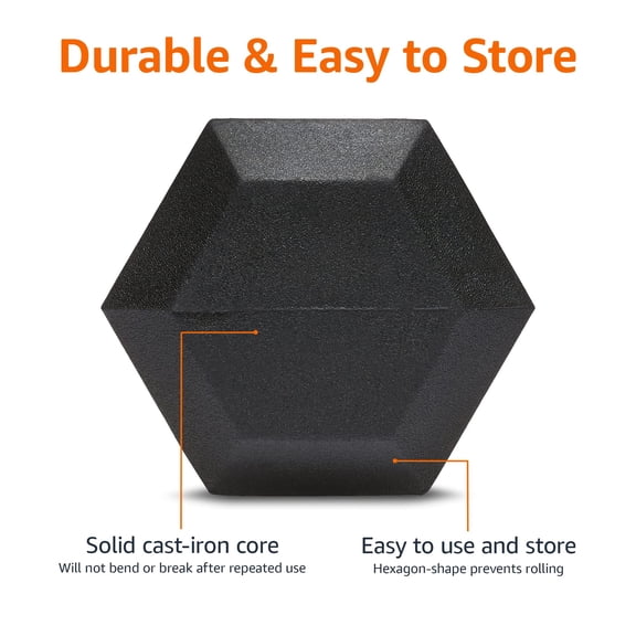 Basics Rubber Hex Dumbbell Hand Weight