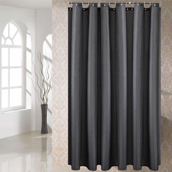 Basics Shower Curtain with Hooks - 70.8 x 70.8 Inch, Dark Grey
