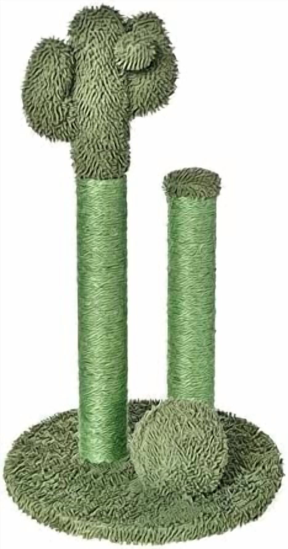 Basics Sisal Cat Scratching Post, Indoor Cactus Triple Posts for Cats & Kittens with Dangling Ball, Small, 22.4"H, Green