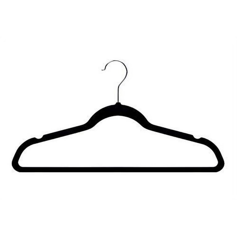 Basics Slim, Velvet, Non-Slip Suit Clothes Hangers, Black/Silver -  Pack of 50