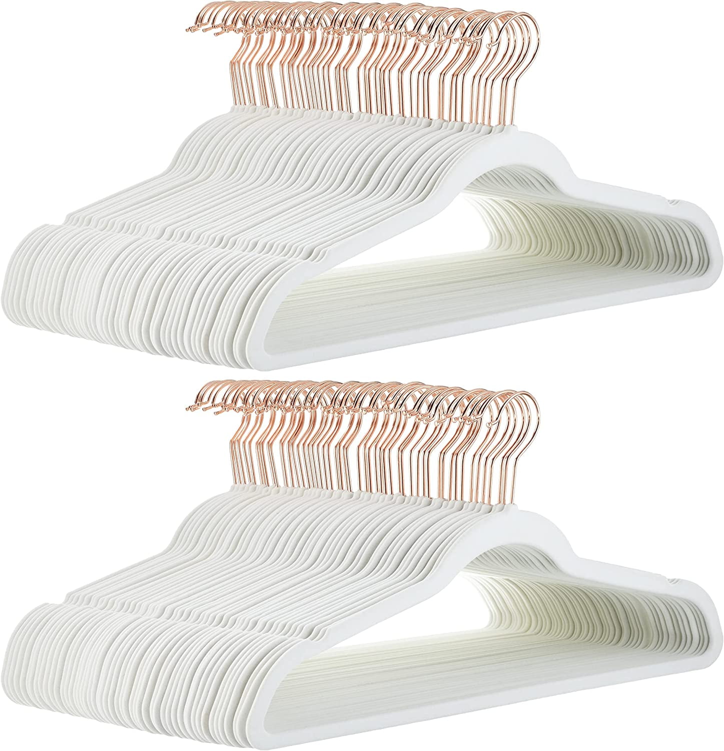 Basics Slim, Velvet, Non-Slip Suit Clothes Hangers, Gray/Silver - Pack of 50