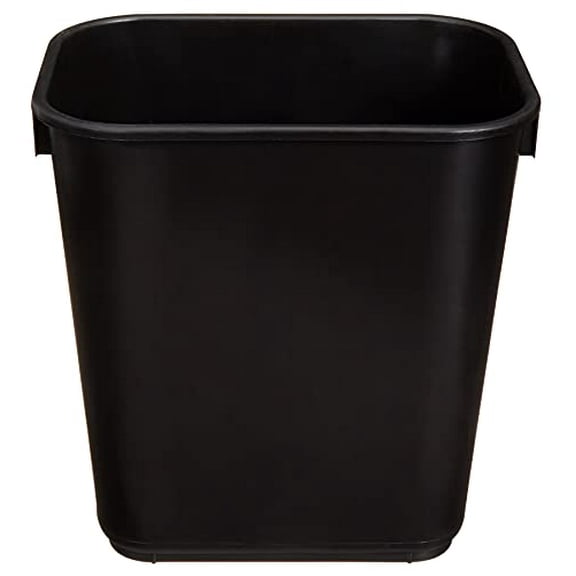 Basics Small Rectangular Commercial Office Wastebasket, Easy to Clean, 3 Gallon, Black, 6-Pack