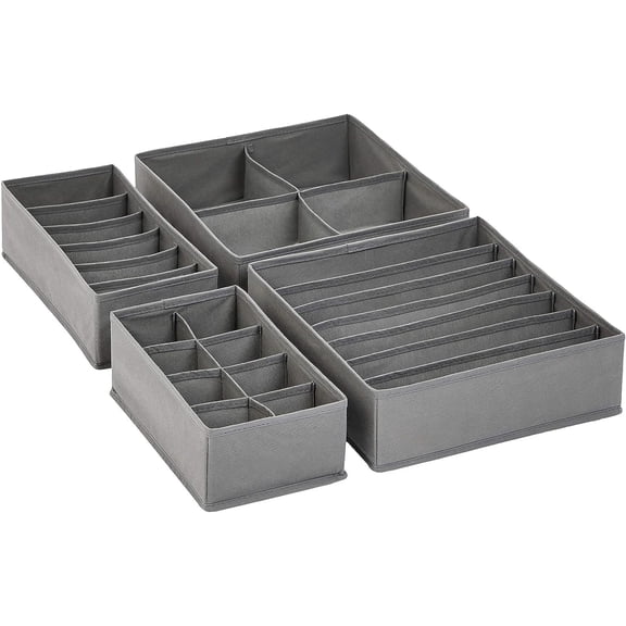 Basics Underwear Dresser Drawer Organizers, Gray | Pack of 2