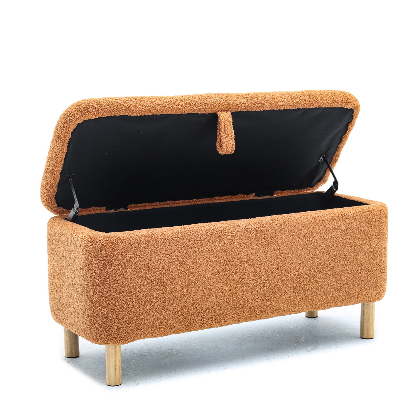 Basics Upholstered Rectangular Storage Ottoman, Modern Boucle End of