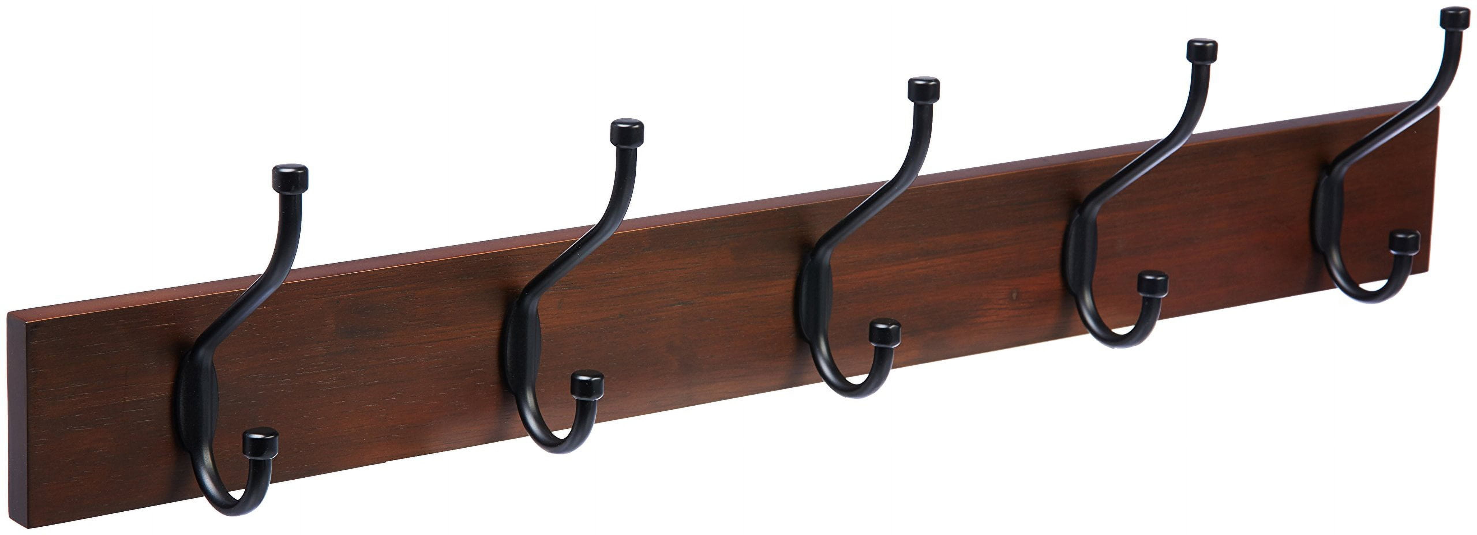Basics Rectangular WallMounted Farmhouse Coat Rack, 5 Hook, Light