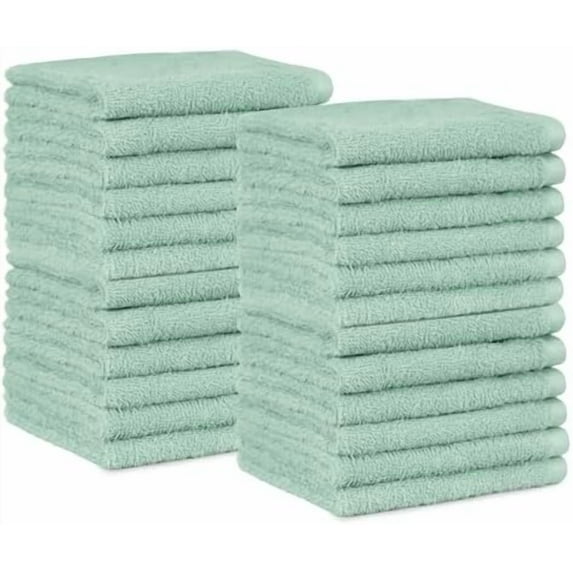 Basics Washcloth for Bathroom, 100% Cotton Extra Absorbent, Fast Drying - Salon Towels - Seafoam Green, 12 x 12 inches (Pack of 144)