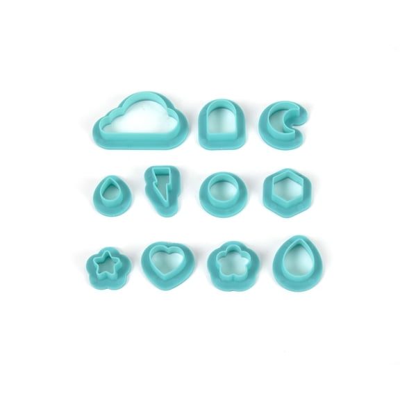 Basics & Weather Clay Cutter Set by Bead Landing â€“ Assorted Shapes for Polymer Clay Crafting - 12 Pack with 132 Total Cutters