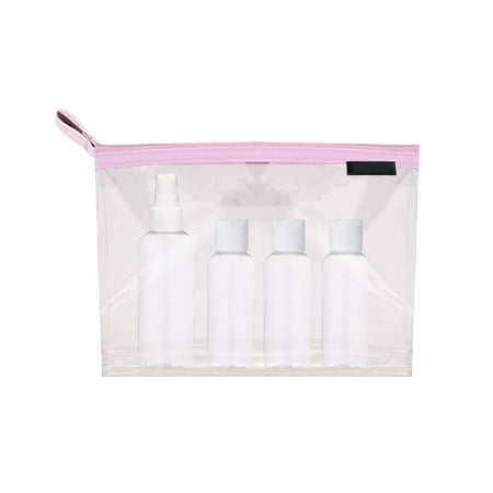 Basics by Conair 8.5" Clear Cosmetic Travel Bag Kit with Plastic Bottles in Zipper