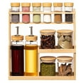 thumbnail image 1 of Basicwise 3-Tier Bamboo Spice Rack with 6 Spice Shaker Bottles, 4 Airtight Jars and 2 Soy Sauce or Olive Oil Dispenser Bottle Perfect for Kitchen Organization, Dining Room Display, and Pantry Storage, 1 of 11