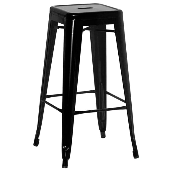 Basicwise 30-inch Backless Metal Bar Stool Stackable Heavy-Duty Counter-Height Chair for Home Bars Patios Kitchen Islands Cafes Restaurants Bistros and Dining Areas for Indoor & Outdoor Use, Black