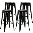 thumbnail image 1 of Basicwise 4-pcs 30-inch Backless Metal Bar Stool Stackable Heavy-Duty Counter-Height Chair for Home Bars Patios Kitchen Islands Cafes Restaurants Bistros and Dining Areas for Indoor & Outdoor, Black, 1 of 6