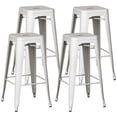 thumbnail image 1 of Basicwise 4-pcs 30-inch Backless Metal Bar Stool Stackable Heavy-Duty Counter-Height Chair for Home Bars Patios Kitchen Islands Cafes Restaurants Bistros and Dining Areas for Indoor & Outdoor, White, 1 of 6