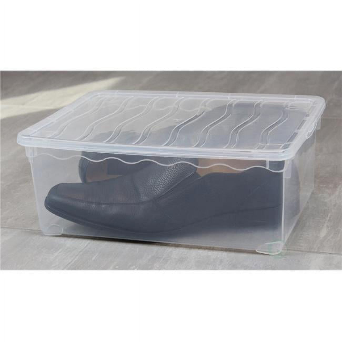 Mainstays Clear Plastic Glossy Finish Extra Wide Shoe Box with Lid , Adult Size