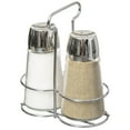 thumbnail image 1 of Basicwise Multifunctional Glass Salt and Pepper Shaker Set with Stainless Steel Holder - Perfect for Kitchen Counters, Kitchen Tables, Dining Tables, and Restaurants, Featuring a Refillable Design, 1 of 7