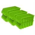 Basicwise Plastic Storage Stacking Bins, Green (Pack of 6)