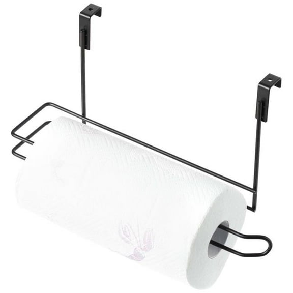 Basicwise Hanging Paper Towel Holder Over-the-Cabinet Door Organizer Rack Space-Saving Kitchen and Under-Sink Storage Solution for Standard Rolls with Easy Access for Home Office and Everyday Use